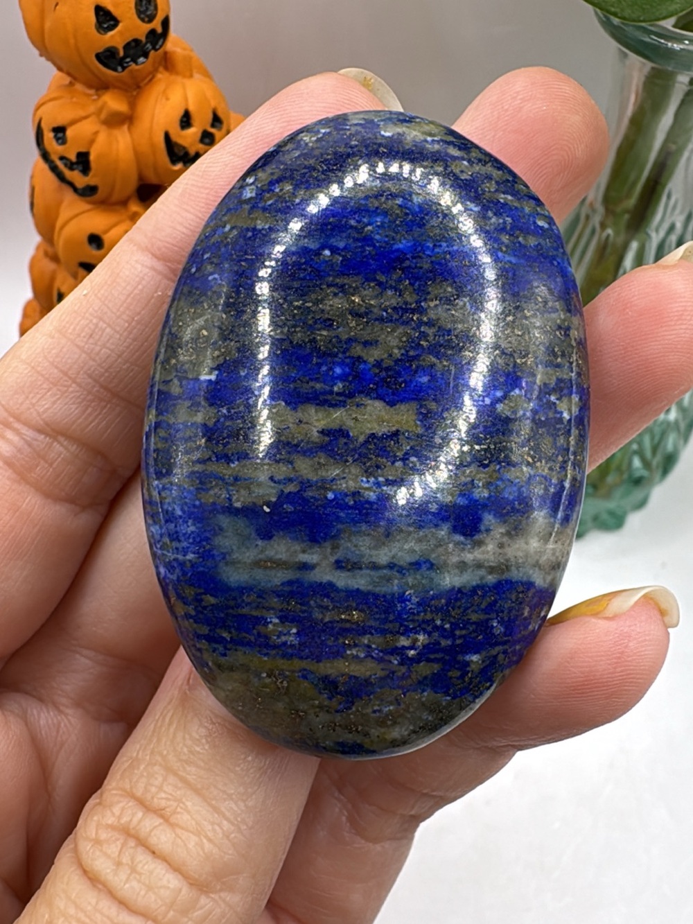 Lapis Lazuli Palm Stone — Deep Blue Decorative Accent